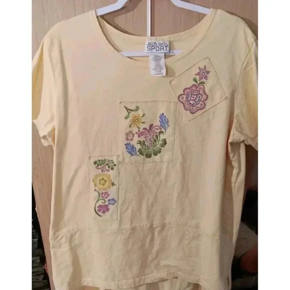 Jaclyn Smith Sport (L)‎ 2- Piece Maxi Skirt Set Women's Yellow Floral - Picture 3 of 8